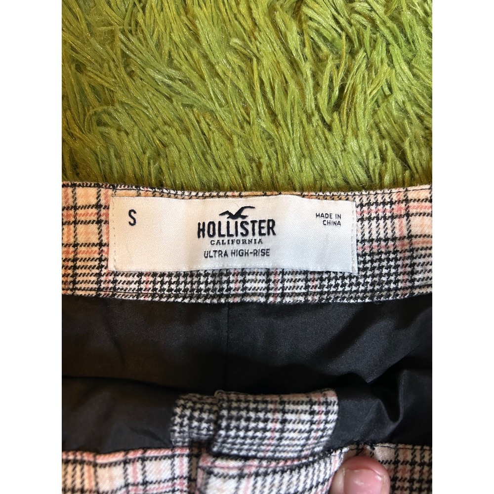 Hollister Skirt Women S Pink Black Ultra High-Rise Plaid Mini Button-Front Y2K - Picture 2 of 8